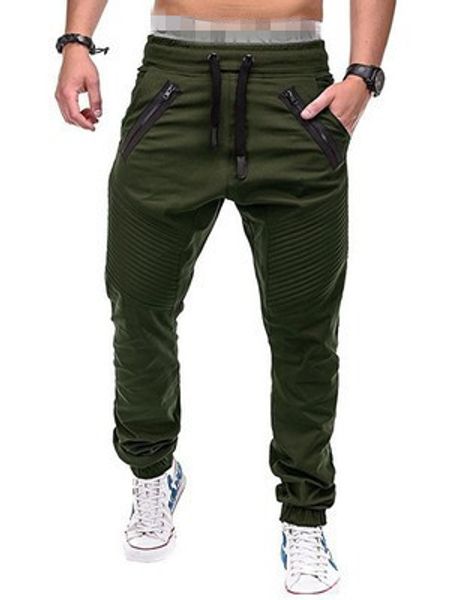

zogaa 2019 new fashion solid color casual straight cotton pants men fitness pencil trousers drawstring sport pants, Black