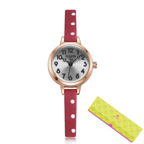 JULIUS Luxus Kleine Uhr Mädchen Geschenk Uhr Arabische Zahl Japan Quarz Kinder Kinder Uhren Ultra Slim Cartoon Leder Montre JA-10266b