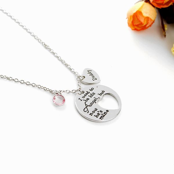 

daddy dad necklaces loss memory i used to be his hes mine love pendant necklace gifts for dad or daughter family exquisitenecklace, Silver