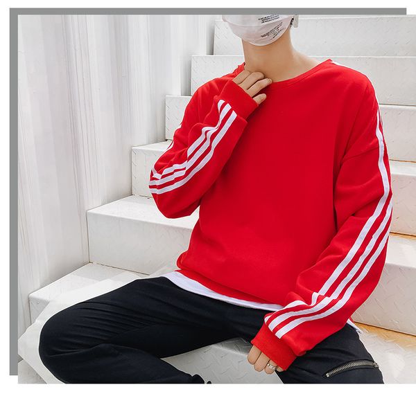 

men's hoodies spring 2019 new fake two loose-fitting long-sleeved boys' and girls' class overalls lie fallow style, Black