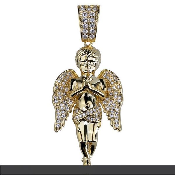 

hip hop 18k gold plated pendant necklace iced out angle pendant necklace fashion necklace jewelry, Silver
