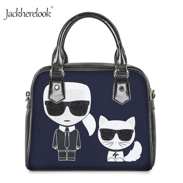 

jackherelook women shoulder hand bag karl lagerfelds print handle bag for ladies pu-leather shopping daily shoulder