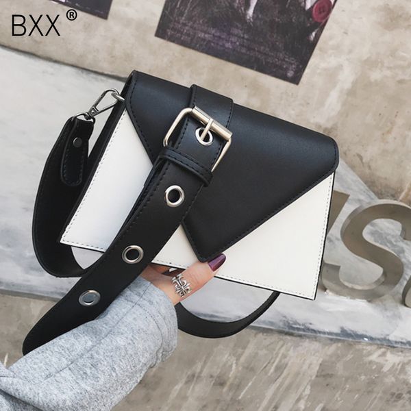 

bxx] contrast color pu leather wide straps crossbody bags for women 2020 travel handbag simple shoulder messenger bag hl393