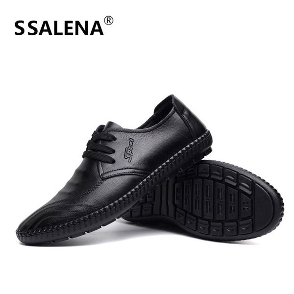 

мужчины flat soft подошва кожа повседневная обувь мужчины формальная бизнес зашнуровать обувь мужчины комфорт свадьба дышащий 60810, Black