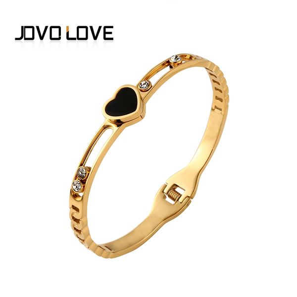 

fashion 316l stainless steel heart lover's bracelets & bangles for women movable rhinestone open cuff bracelets jewelry, Black