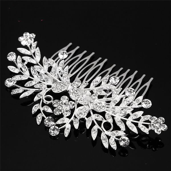 

new silver rhinestone wedding hair comb vintage crystal bridal hair accessories jewelry for girls gift my893, Golden;white