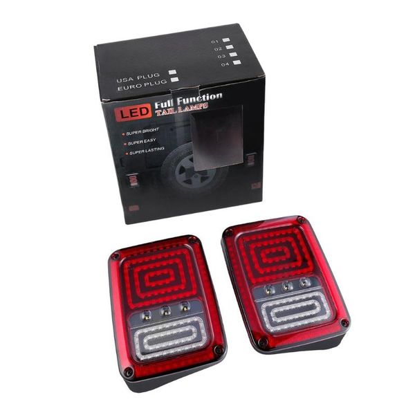 

12v led tail lamp assembly reverse brake tail lights for wrangler 07-16 durable abs housing clear pmma lens super bright