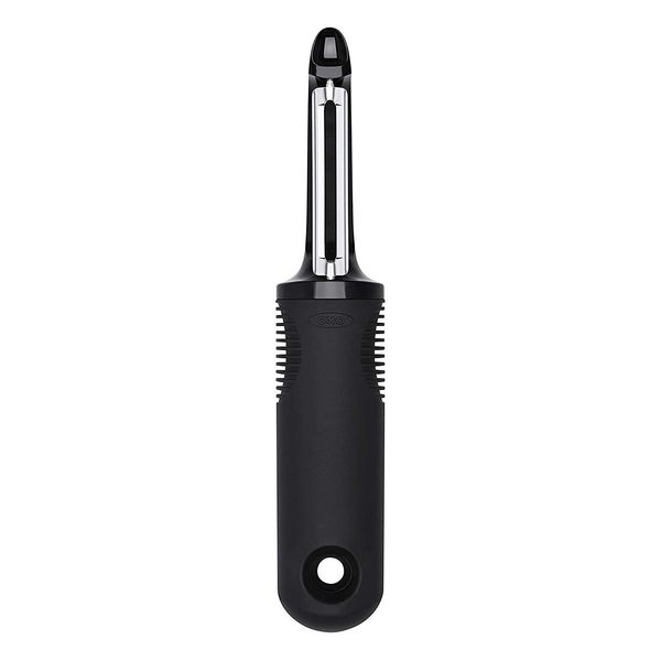 

good grips vegetable peeler, dishwasher safe, stainless steel
