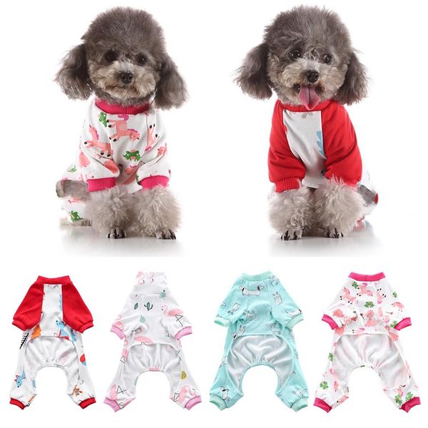 

cute small dogs pajamas for pet dogs cat clothes puppy jumpsuit for dog coat chihuahua pomeranian print clothing shirt
