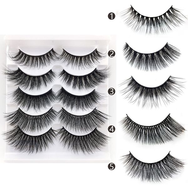

new 5pairs different mink hair false eyelashes natural/thick long eye lashes wispy makeup beauty extension tools wimpers