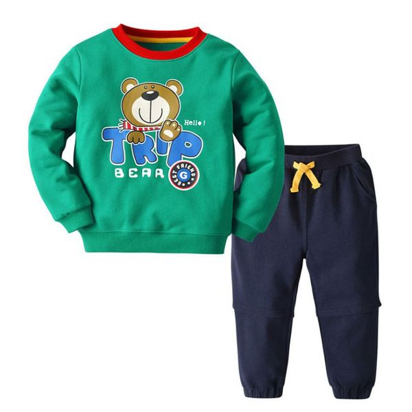 

kids designer tracksuits luxury bear pattern hoodie & sweatpant for boys brand girls sportwear babys two pieces sets for outdoor 2020 autumn, White
