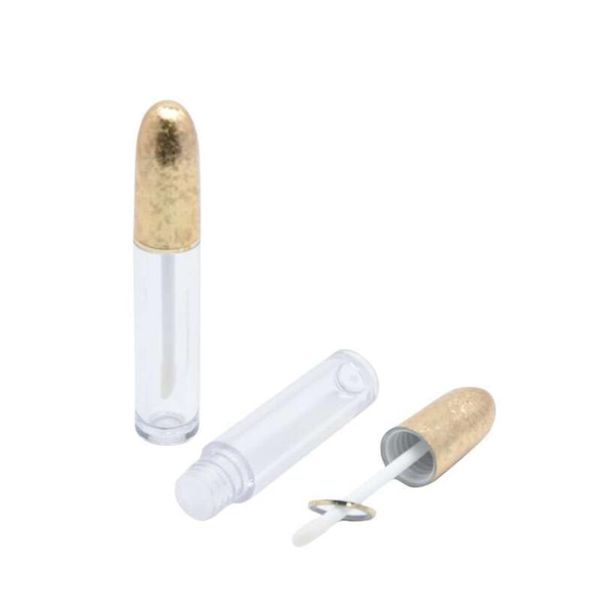 Прозрачный пластик Пустой макияж Блеск для губ бутылки, Clear Hollow Gold Color Lip Gloss Tube, губная помада Пакет LX9385