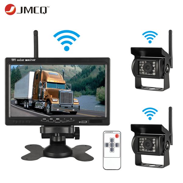 

jmcq 7 inch tft lcd wireless car monitor hd display reverse camera parking system for car rearview monitors for truck work cars