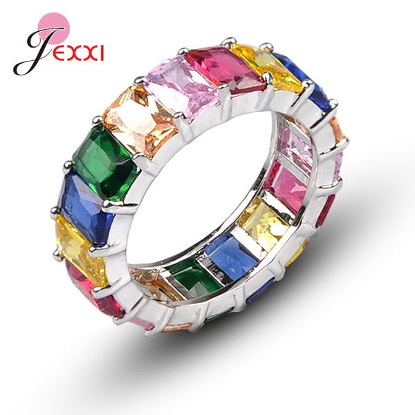 

sale 925 sterling silver wide rainbow finger rings for women/lady/girl fashion jewelry accessory for wedding party, Slivery;golden