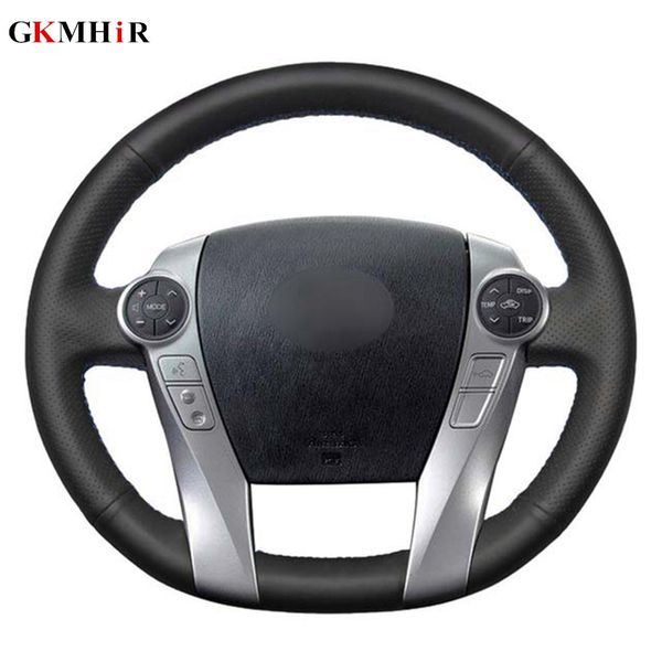 

handsewing diy black pu artificial leather car steering wheel cover for prius 30(xw30) 2009-2015 prius c(us)2012-2017