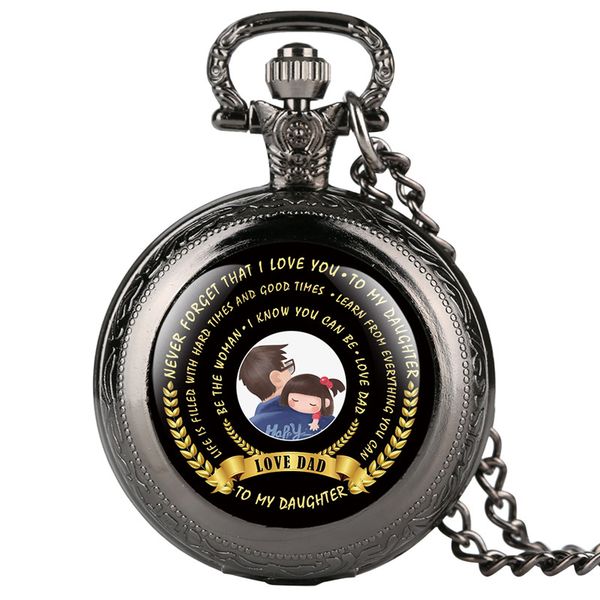 

exquisite workmanship pocket watch for daughter love dad series quartz pocket watch retro gift for with necklace, Slivery;golden