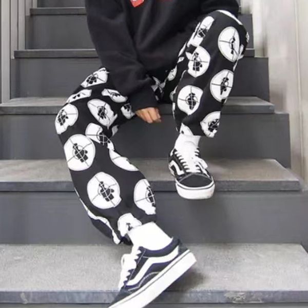 

18ss box logo x undercover skate pants week4 public enemy men women casual loose trousers street sport pants sweatpants, Black