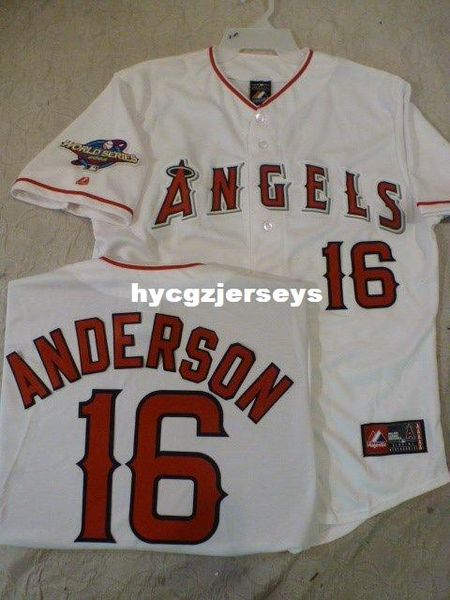 

baseball 16# garret anderson 2002 sewn jersey mens stitched jerseys big and tall size xs-6xl for sale, Black;blue