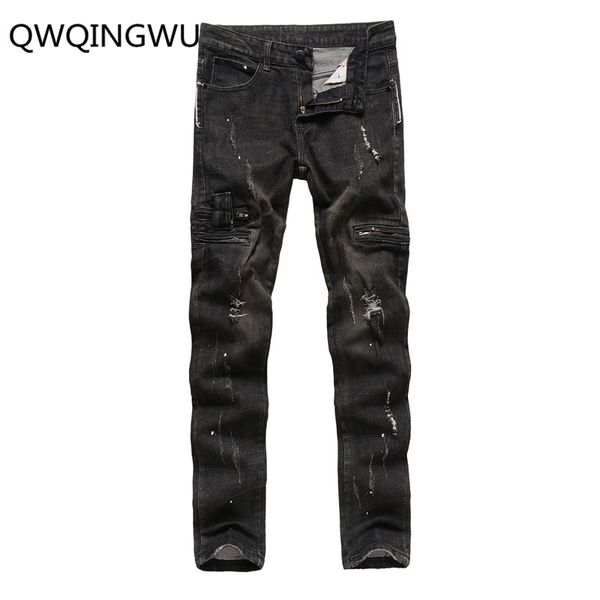 

men jeans hole slim trousers men's casual thin summer denim close-fitting pencil pants classic cowboys men jeans, Blue
