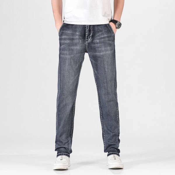 

men's jeans 2021 mens gray classic retro nostalgia straight denim men plus size 29-46 long pants trousers brand biker jean, Blue