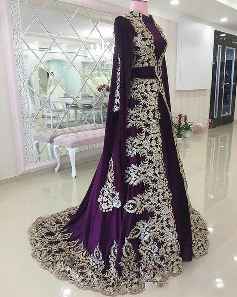 

moroccan caftan evening dresses purple elegant dubai abaya arabic evening gowns for special occasion prom dress with appliques lace vintage, Black