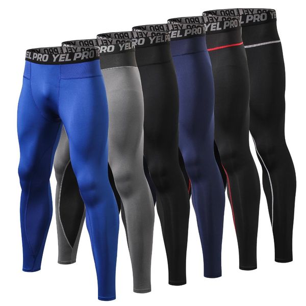 

men's running tights compression pants sport elastic leggings men gym jogging sweat pants fitness basketball trousers sportswear, Black;blue