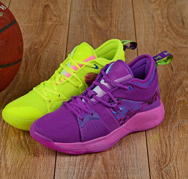 

wholesale new 2 ii purple yellow men basketball shoes sports 2s sneakers low trainers with box size 7-12