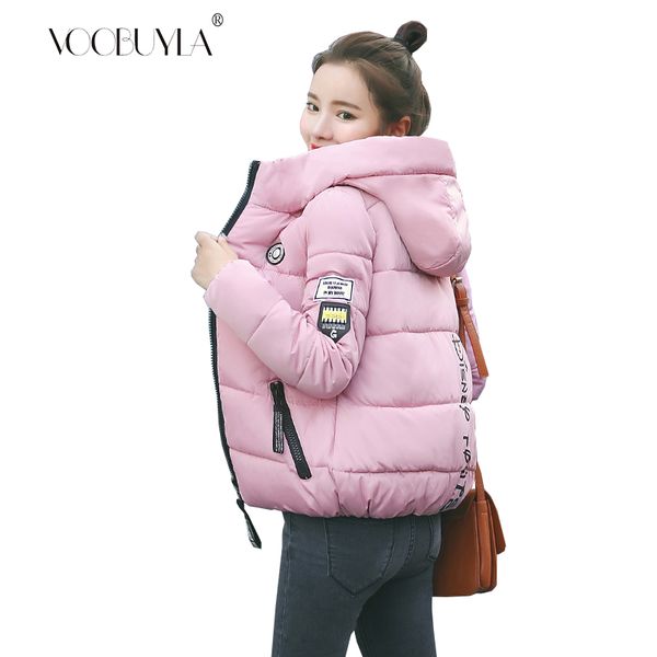 

2019 осень зима плюс размер 5xl parkas женщины с капюшоном толстый теплый короткие куртки пальто верхняя одежда женщины тонкий хлопок пролож, Black