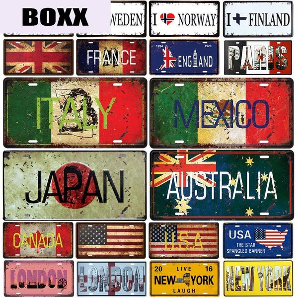 

new country flag license plate store bar wall decoration tin sign vintage metal sign home decor painting plaques poster