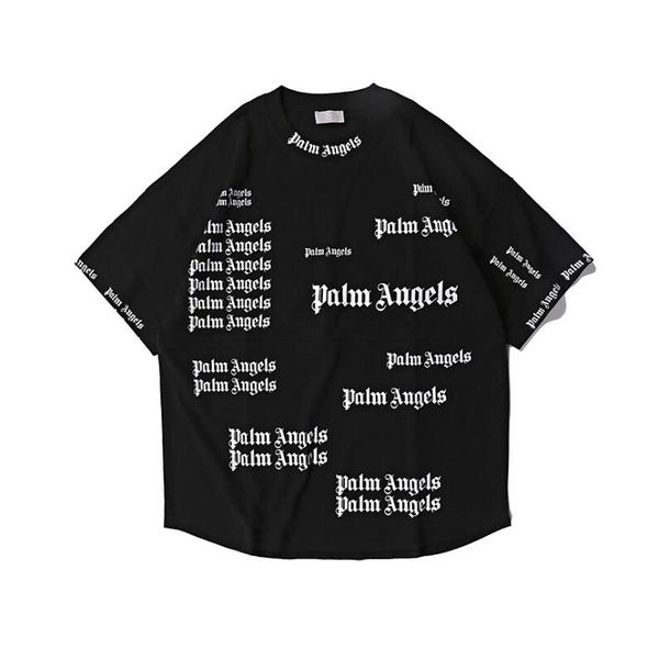 

Palm Angels Oversize T shirt Men Women High Quality Patchwork Full Printing Top Tees Fashion 2019 Cotton Palm Angels T-shirt