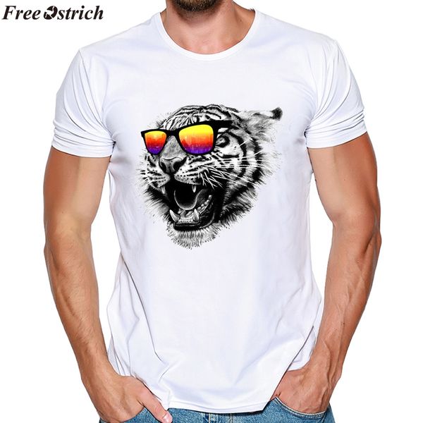 

ostrich summer men's leopard print short sleeve t-shirt modal o-neck casual white comfortable sports t-shirt plus size, White;black