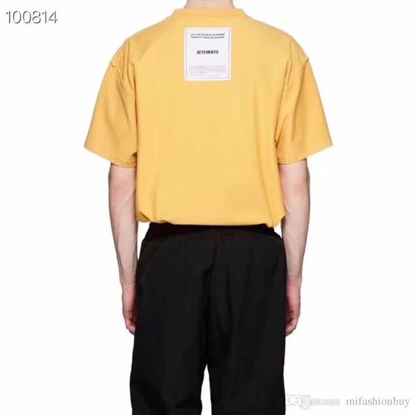 

весна лето 2019 роскошные vetements назад патч высокое качество футболка мода мужчины женщины носить наизнанку футболка повседневная хлопок, White