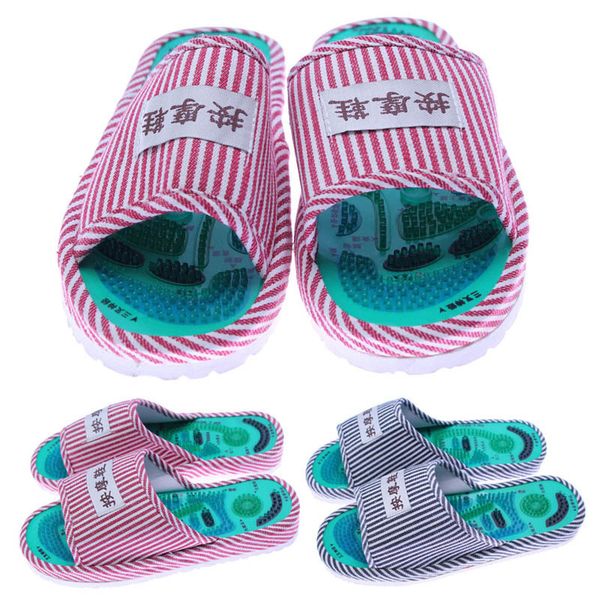 

massage slippers striped reflexology acupuncture therapy medical sandals foot acupoint shoes women men indoor home flip flops mx200425, Black