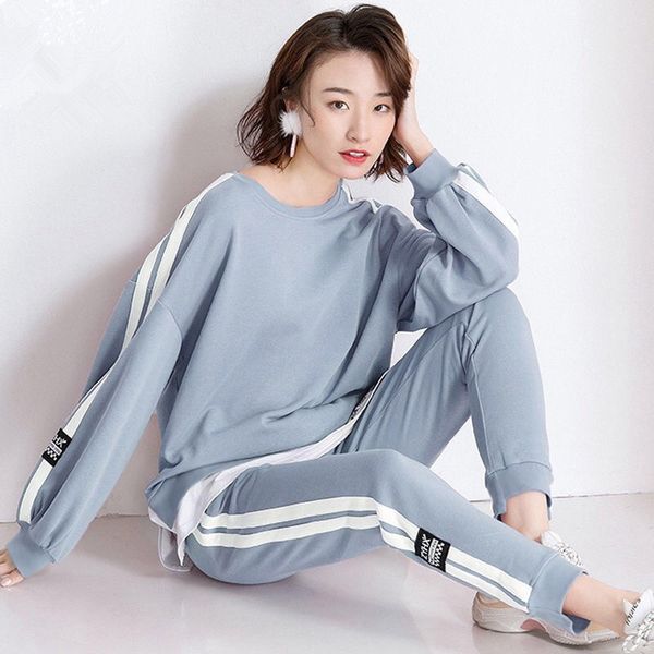 

осень 2019 новый женский свободный студент bodywear из двух частей набор корейской версии шоу тонкий и уменьшить возраст досуг спортивная од, White