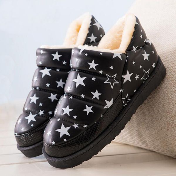 

bonjean 2019 women winter snow boots botas femininas flat waterproof warm thick plush ankle boots for women winter platform shoe, Black