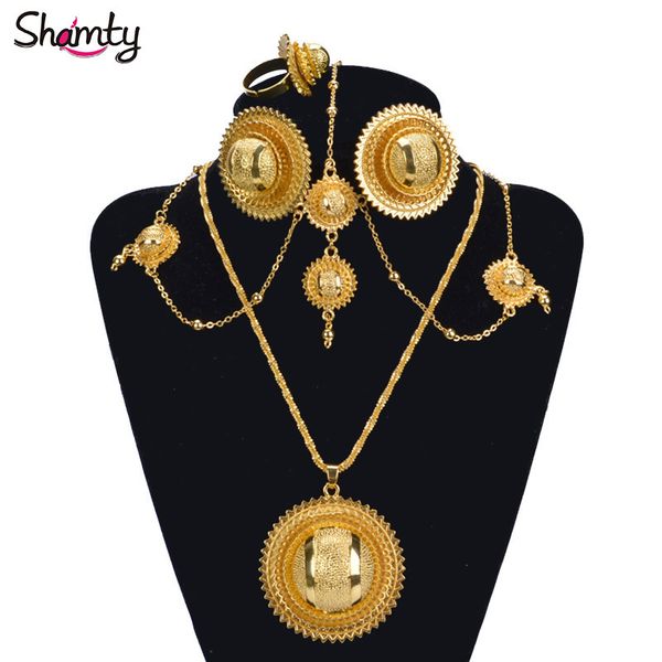 

shamty ethiopian bridal pure gold color african jewelry sets nigeria sudan eritrea kenya habasha style wedding set a30029 j190704, Silver