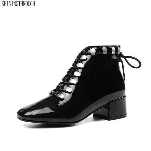 

new genuine leather short boots cross tied female low heels women ankle boots dancing shoes woman size 41 42 43, Black
