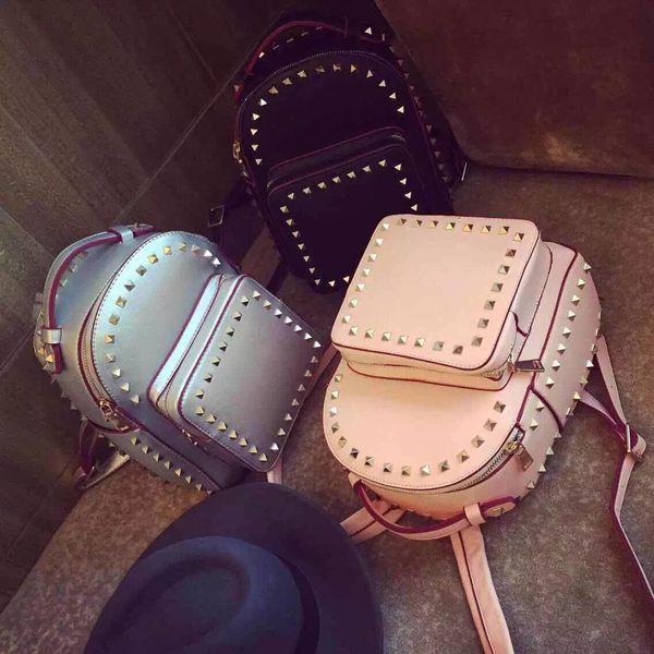 

new arrival fashion design women double shoulder backpack revit korean style casual school backpacks daily daypack bags