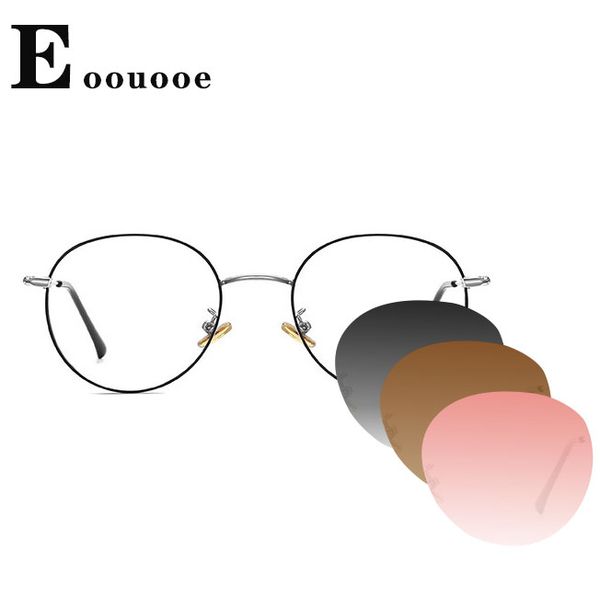 

pchromism lens glasses women men anti blue light glasses computer goggles round eyeglasses frame oculos, White;black