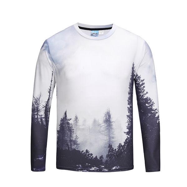 

мужская дизайнерская 3d футболка круглый вырез пейзаж снег трехмерная цифровая печать креативная эластичная пара с длинным рукавом фитнес-од, White;black