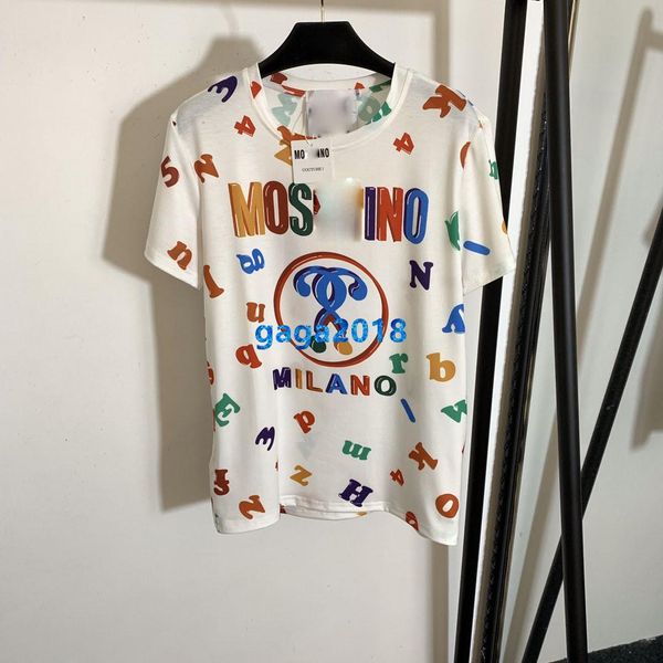 

high end женщины девушки футболка на всем протяжении письмо мотив смешать цвет круглый вырез с коротким рукавом блузка футболка мода дизайн, White