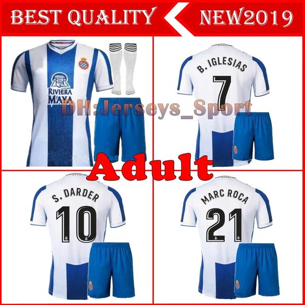 

2019 2020 kit la liga rcd espanyol soccer jersey 19 20 home igiesias p.piatti baptistao spanish football shirts, Black