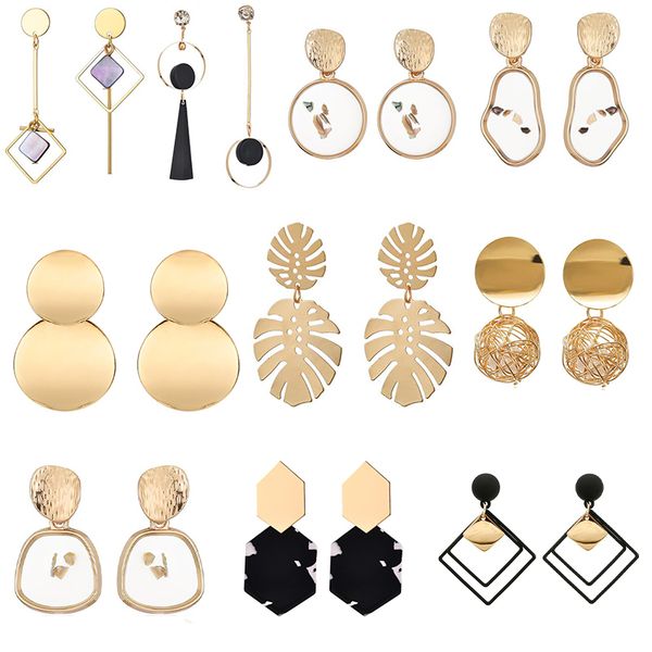 

new korean heart statement drop earrings 2019 for women fashion vintage geometric acrylic dangle hanging earring jewelry gift, Silver