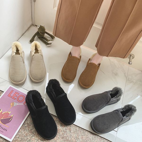 

snow boot shoes bootee woman 2019 flat heel luxury designer round toe lace up women's rubber boots low heels booties booties, Black