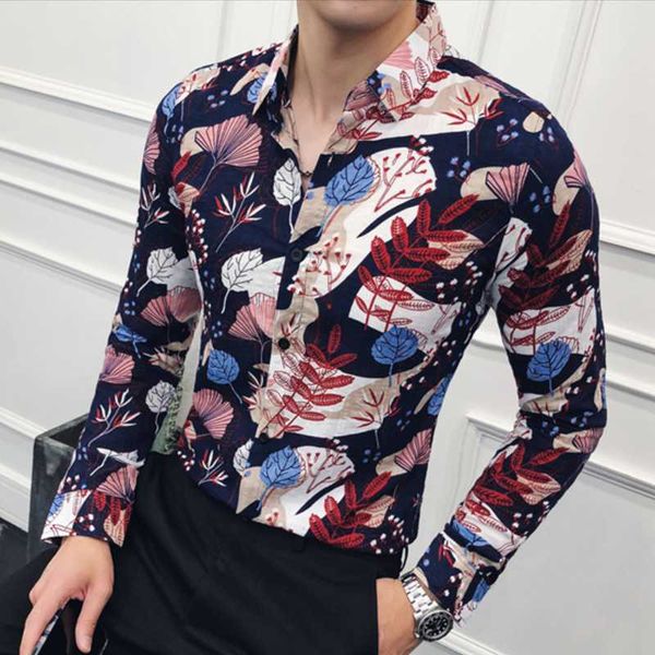 

высокое качество мужчины рубашка 2019 мода вскользь тонкий геометрическая печать с длинным рукавом рубашки мужчины бизнес социальная верхней, White;black