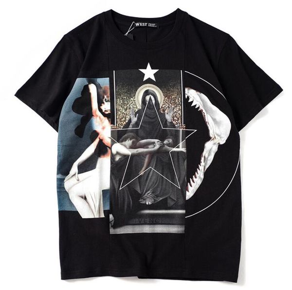 

g 18ss t-shirts men summer designer tee print black men clothing short sleeve tee homme, White;black