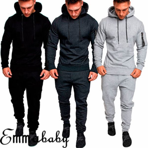 

size 2021 set clothes matching piece 2 set casual men men tracksuit sweatsuit autumn slim hoodies streetwear fashion wonmp, Black