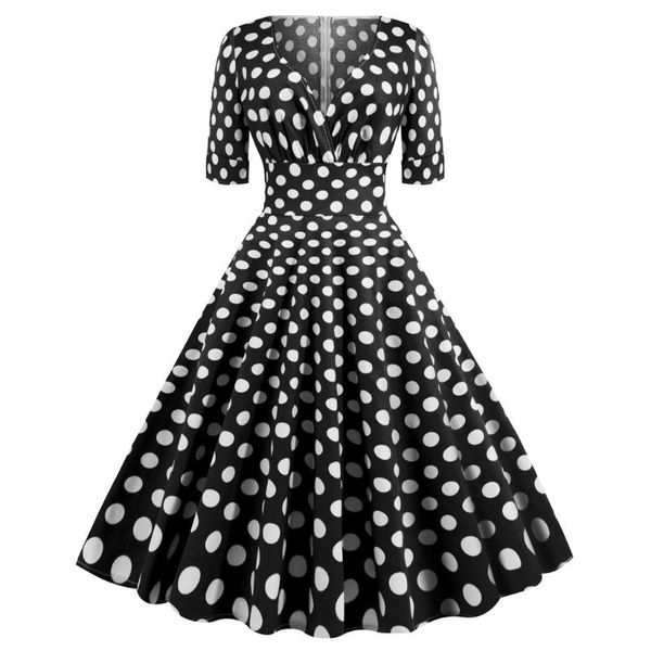 

dot печати vintage платье женщин с длинным рукавом элегантная платье партии осень зима женский повседневный онлайн мундир vestidos # z30, Black;gray