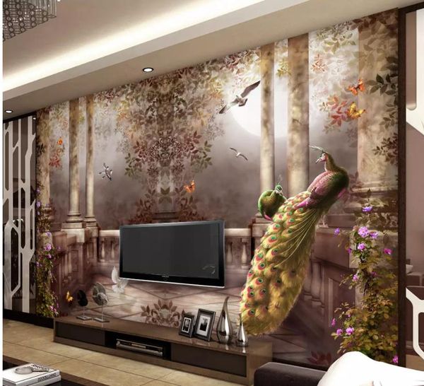 photo 3D Wallpaper personalizzato europea pastorale colonna romana tridimensionale TV a muro di sfondo pittura ad olio