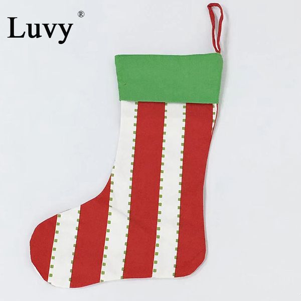 

luvy 50шт canvas рождественский чулок оптовая xmas подарков сумки персонализированные санта носки рождество партии украшения детские игрушки